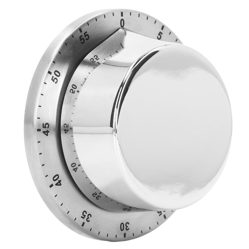 Mechanical Kitchen Timer: White Stainless Steel, Magnetic Design, Clear Scale - Loud Ringing Countdown Timer for Cooking, Baking, Home, Office, Fitness - Image 4