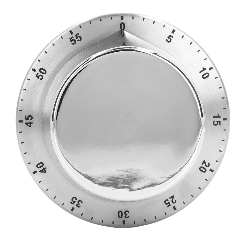 Mechanical Kitchen Timer: White Stainless Steel, Magnetic Design, Clear Scale - Loud Ringing Countdown Timer for Cooking, Baking, Home, Office, Fitness - Image 1