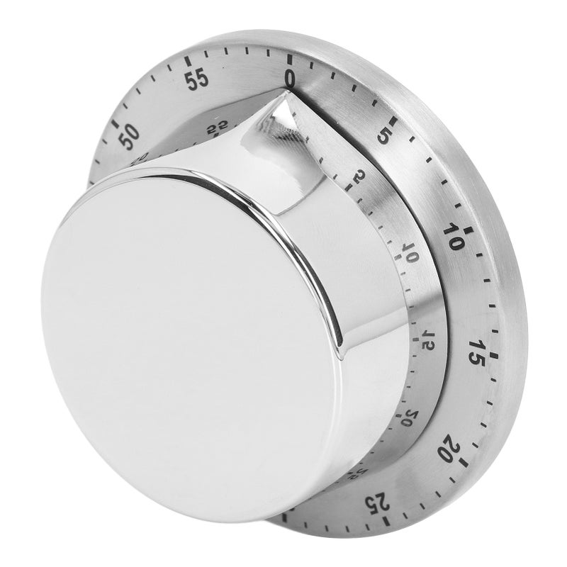 Mechanical Kitchen Timer: White Stainless Steel, Magnetic Design, Clear Scale - Loud Ringing Countdown Timer for Cooking, Baking, Home, Office, Fitness - Image 2