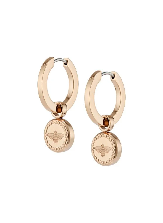 Olivia Burton Women's Rose Gold Stainless Steel Hoop and Dangle Earrings