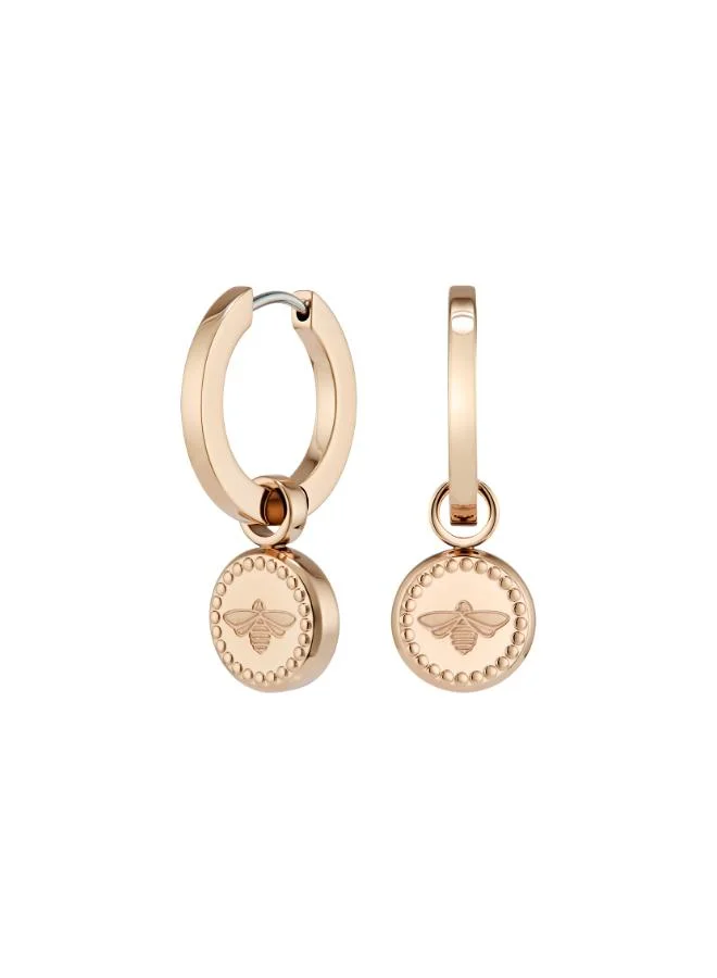 Olivia Burton Women's Rose Gold Stainless Steel Hoop and Dangle Earrings
