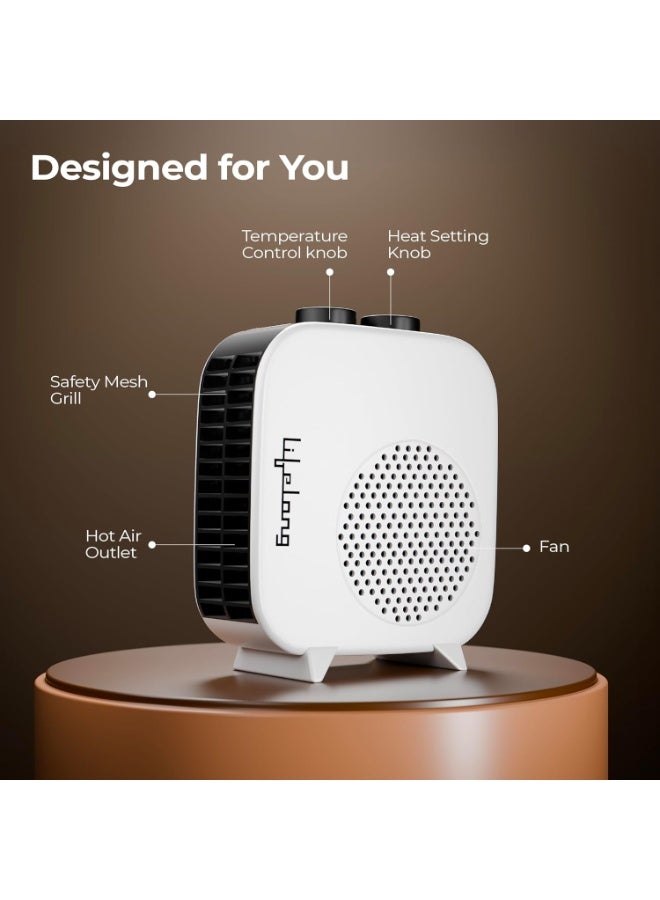 Lifelong Infinia Plus Room Heater for Home, 2000-Watt Blower Heater, ISI Certified Fan Heater, Two-Heat Settings, Adjustable Thermostat , White - Image 2