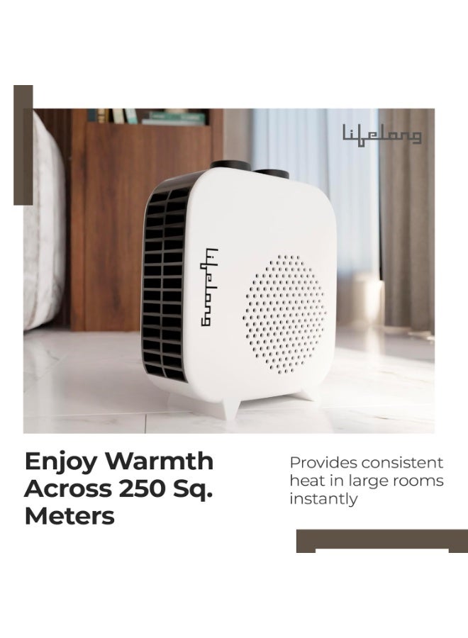 Lifelong Infinia Plus Room Heater for Home, 2000-Watt Blower Heater, ISI Certified Fan Heater, Two-Heat Settings, Adjustable Thermostat , White - Image 4