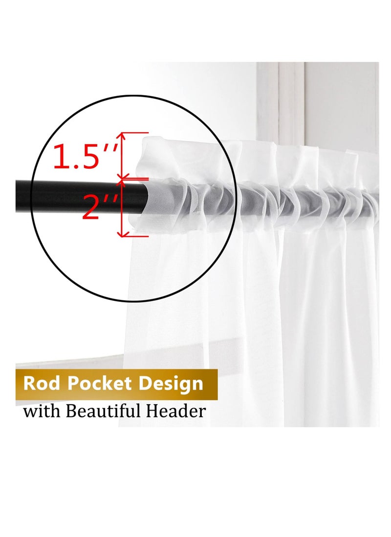 Excefore - Sheer Curtains for Living Room, White Farmhouse Sheer Window Curtains, Privacy Semitransparent Linen Fabric Curtains, Light & Airy, for Living Room, Bedroom & Farmhouse, W100 x L200 CM - Image 1