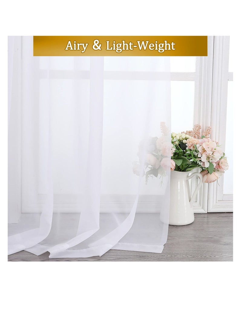 Excefore - Sheer Curtains for Living Room, White Farmhouse Sheer Window Curtains, Privacy Semitransparent Linen Fabric Curtains, Light & Airy, for Living Room, Bedroom & Farmhouse, W100 x L200 CM - Image 1