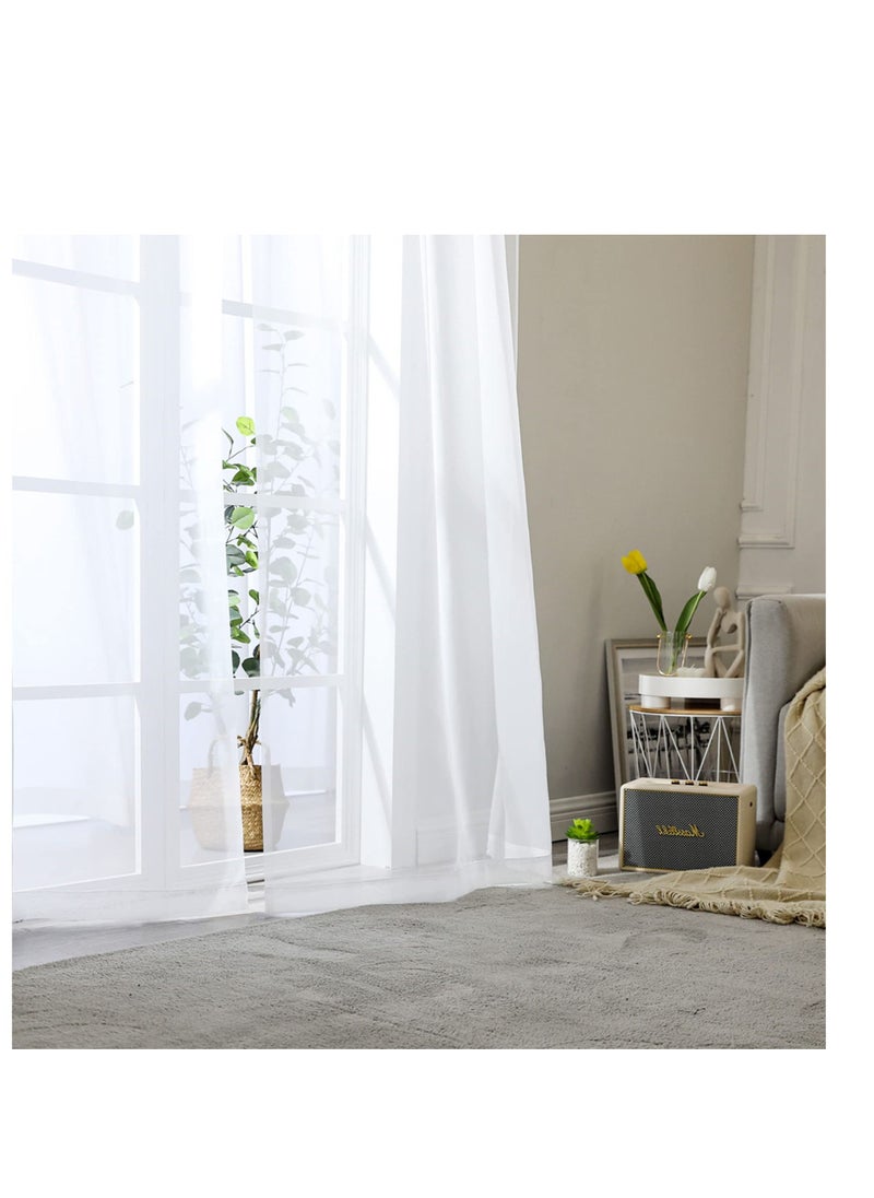 Excefore - Sheer Curtains for Living Room, White Farmhouse Sheer Window Curtains, Privacy Semitransparent Linen Fabric Curtains, Light & Airy, for Living Room, Bedroom & Farmhouse, W100 x L200 CM - Image 1
