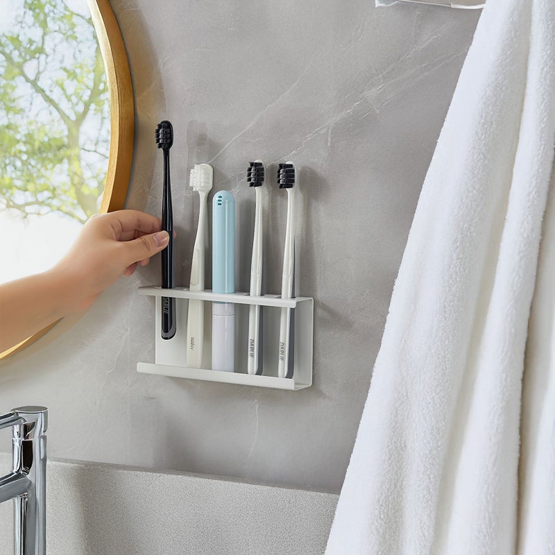 Wall Mounted Toothpaste Toothbrush Holder No Drilling Space Saving AYT 10158 Black - Image 5
