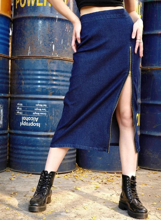 ساسافراس Denim A-Line Slit Skirt for Women