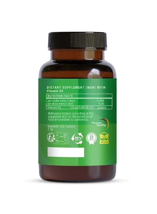 Vitabay Vitamin D3 Depot 5,000 IU - 120 Vegan Tablets - Image 3