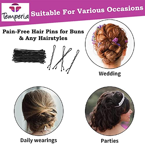 Temperia Bobby Hair Pins for Women & Girls (Pack of 50) | Stylish Bob Hairpins for Hairstyling | Hair Styling Accessories Clips (Black) - Image 4