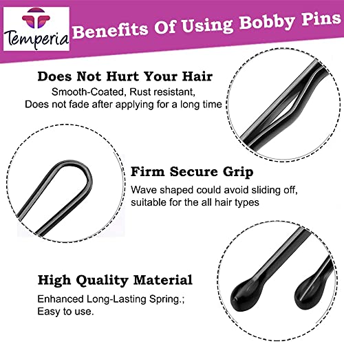 Temperia Bobby Hair Pins for Women & Girls (Pack of 50) | Stylish Bob Hairpins for Hairstyling | Hair Styling Accessories Clips (Black) - Image 5