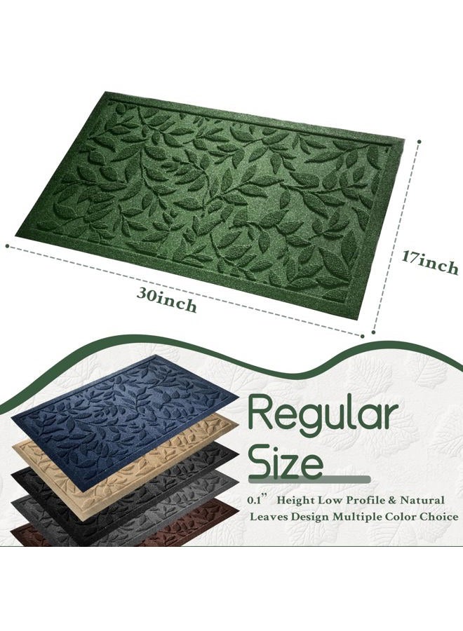 VivaNest Boho Green Floral Leaves Outdoor Indoor Entrance Doormats, Absorbent Durable Heavy Duty Welcome Front Door Mat,Thick Natural Rubber Back,Easy Clean Entryway Mat 17x30 Inch, Low Profile - Image 4