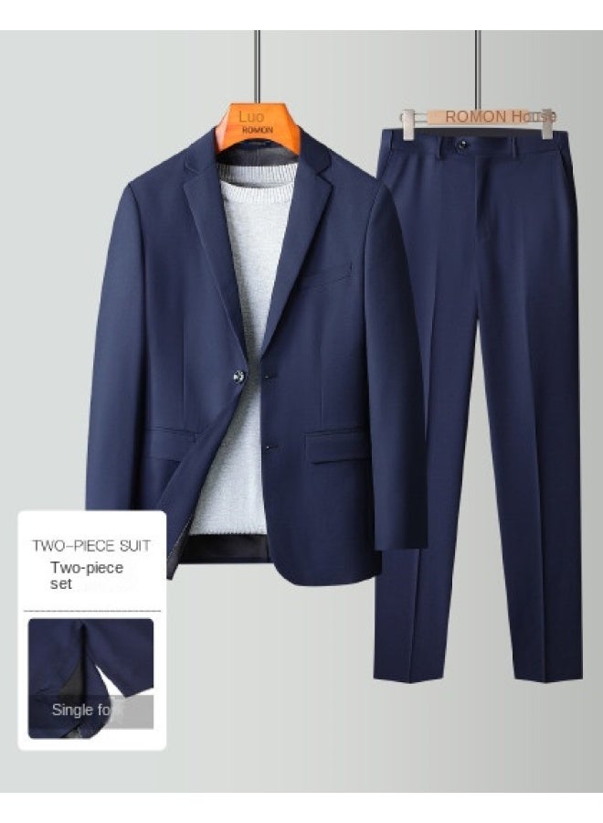 ROMON 【top + Pants】بدلة زفاف رجالية، بدلة رجالية رسمية وعادية للعمل، بدلة العريس - Image 1