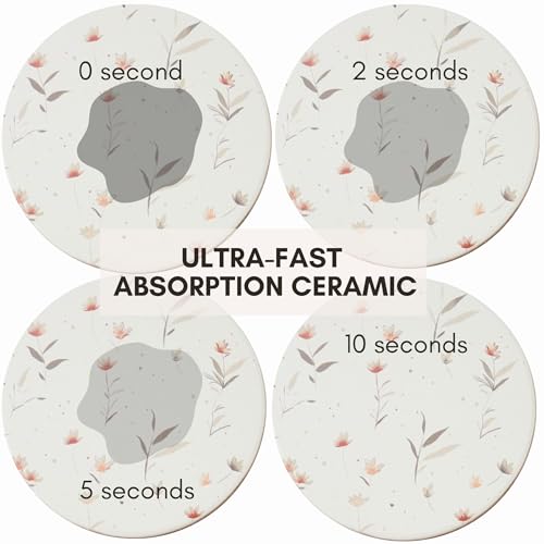 ilohaus Colorful Ceramic Marble Coasters Set of 6 Cute Moisture Absorbing Coaster Coffee Table Decor Stone Absorbent Drink Coasters - Image 3