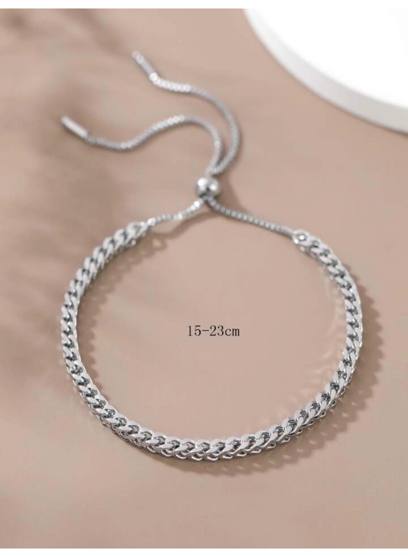 Elegance Elegant Stainless Steel Silver Plated Bracelet For Women Adjustable Size - Image 4
