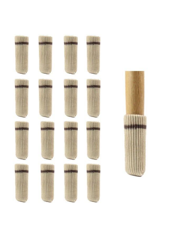 16pcs Furniture Leg Protectors , Protectors Knitted Chair Leg Cover Moving Easily and Reduce Noise Wood Floor Protectors（Beige） - Image 1