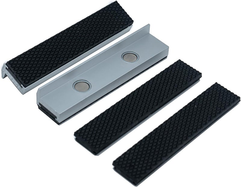 LLDSIMEX Aluminum Alloy Rubber Soft Vice Jaws with Strong Magnet Blocks Sold with Extra Spare Pair Rubber (5Inch) - Image 1