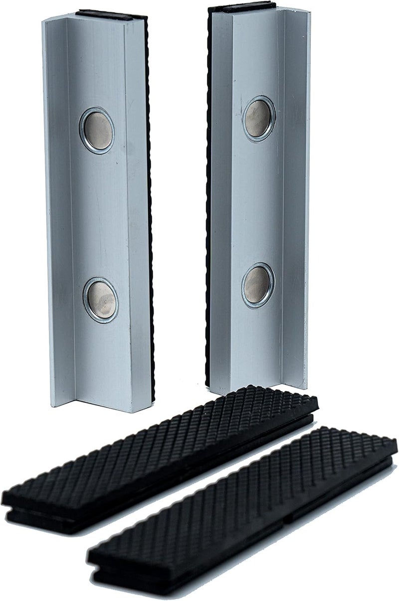 LLDSIMEX Aluminum Alloy Rubber Soft Vice Jaws with Strong Magnet Blocks Sold with Extra Spare Pair Rubber (5Inch) - Image 2