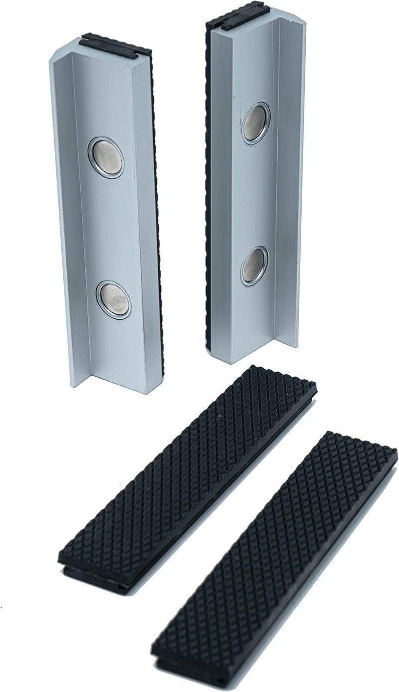 LLDSIMEX Aluminum Alloy Rubber Soft Vice Jaws with Strong Magnet Blocks Sold with Extra Spare Pair Rubber (5Inch) - Image 3