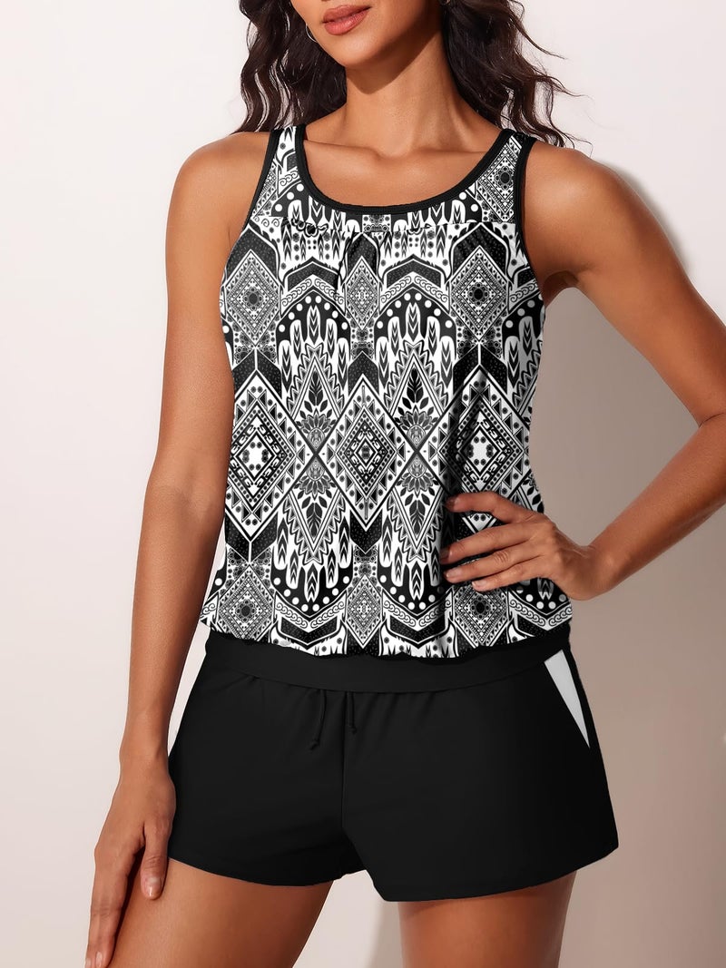 Summer Mae Blouson Women's Tankini Swimsuits Tummy Control Modest 2026 Two Piece with Sporty Pockets Bathing Suits Religious Customs Medium - Image 3