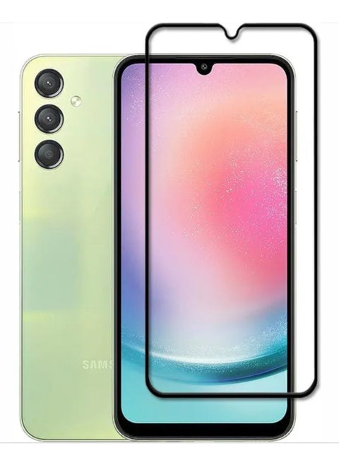 واقي شاشة من الزجاج المقوى مع تغطية من الحافة إلى الحافة لهاتف Samsung Galaxy A24 باللون الأسود