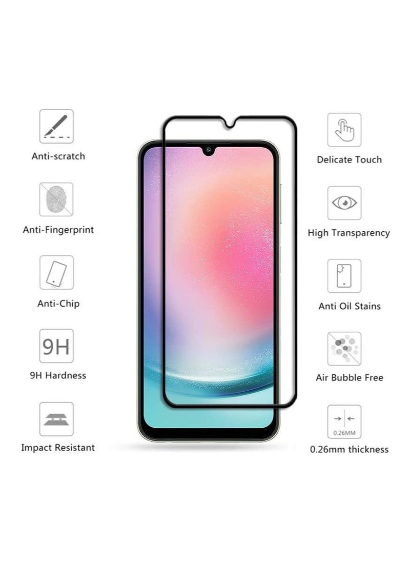 واقي شاشة من الزجاج المقوى مع تغطية من الحافة إلى الحافة لهاتف Samsung Galaxy A24 باللون الأسود