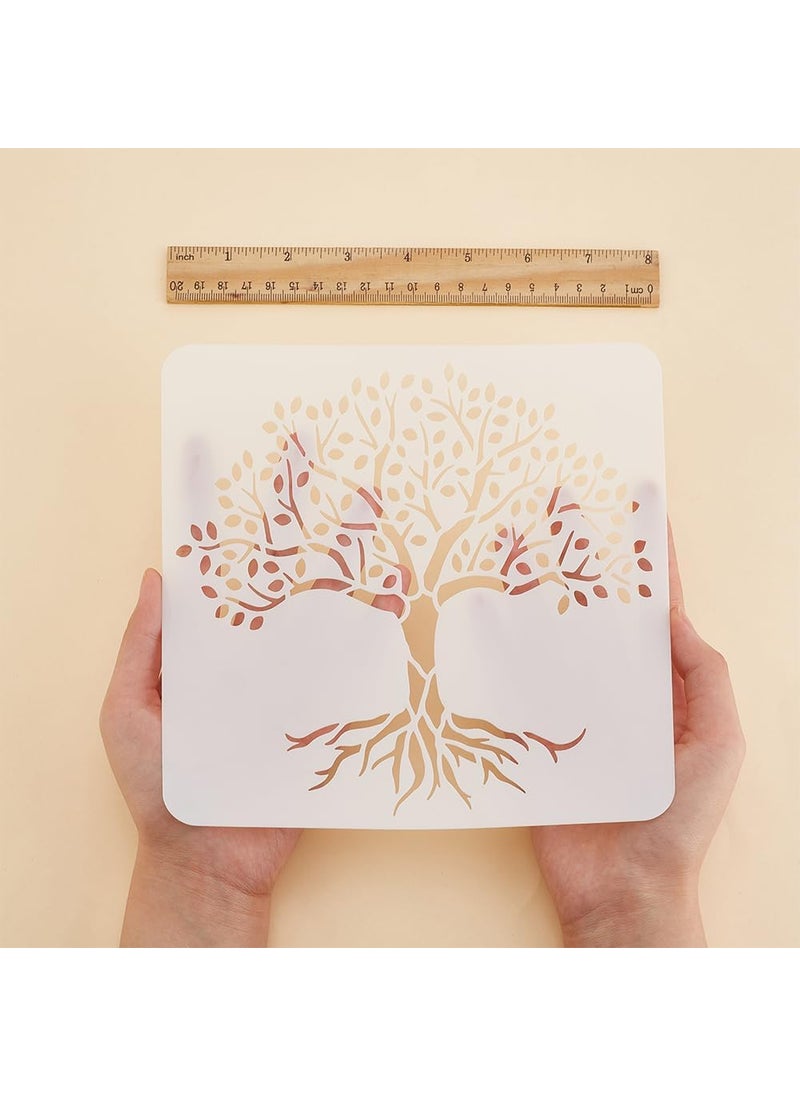FINGERINSPIRE FINGERINSPIRE 9pcs Life of Tree Stencils 7.9x7.9 Inches Aspen Tree/Life Tree Stencils Painting Stencils Reusable Tree and Flying Bird Stencils for Painting Wood Canvas Paper Fabric Floor Wall Tiles  - Image 2
