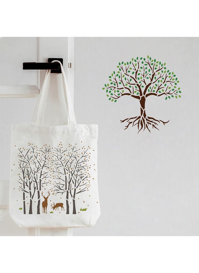 FINGERINSPIRE FINGERINSPIRE 9pcs Life of Tree Stencils 7.9x7.9 Inches Aspen Tree/Life Tree Stencils Painting Stencils Reusable Tree and Flying Bird Stencils for Painting Wood Canvas Paper Fabric Floor Wall Tiles  - Image 5