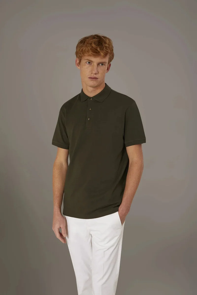 Short sleeve polo 100% cotton piquet - Military