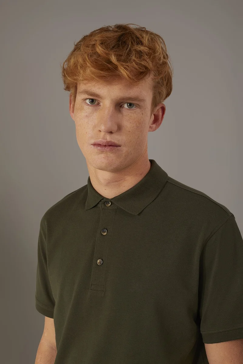Doppelganger Green Short sleeve polo 100% cotton piquet - Military for Men | Best Price UAE
