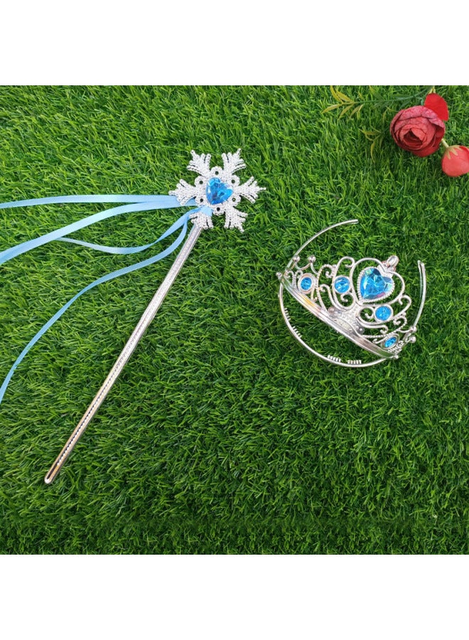 Direct Sales Girl Princess Birthday Gift Ice Snow Elsa Princess Plastic Cane Magic Stick Fairy Stick Suit-Color:White Two-piece Set (customized) - Image 1