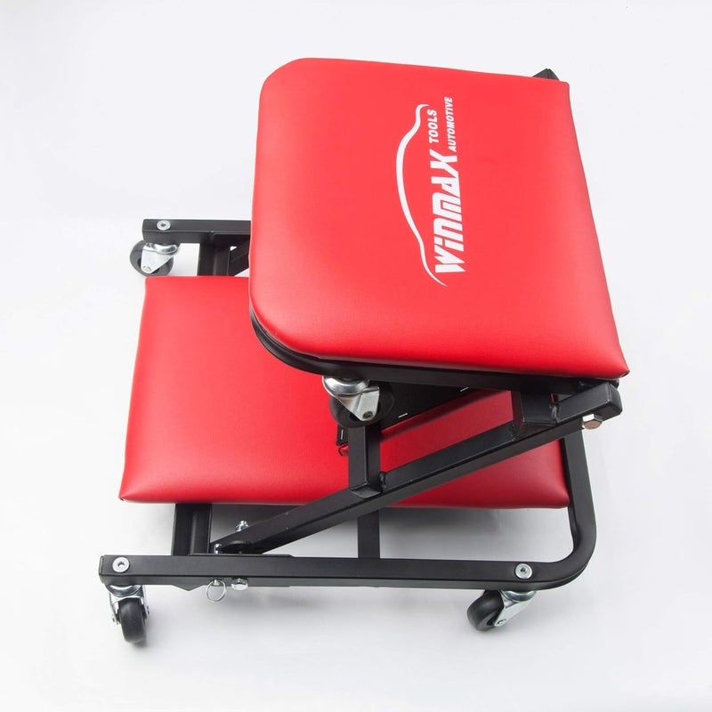 WINTOOLS 41" Foldable Heavy Duty Z Creeper Seat Rolling Chair Mechanics Garage 2 in 1 Work Bench - Image 2