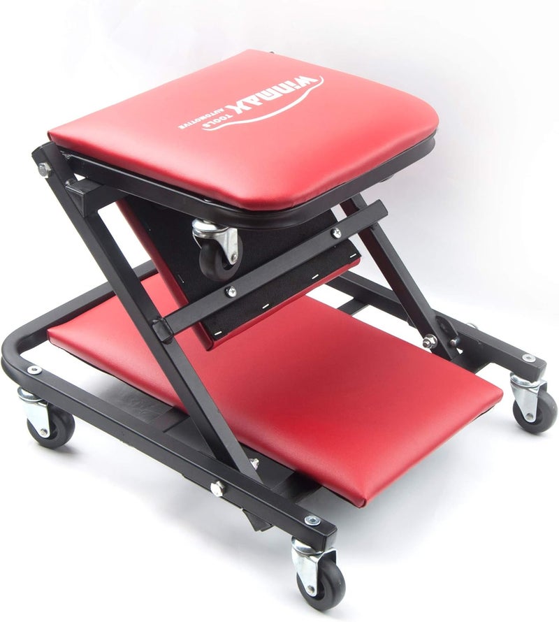 WINTOOLS 41" Foldable Heavy Duty Z Creeper Seat Rolling Chair Mechanics Garage 2 in 1 Work Bench - Image 3