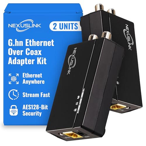 Nexuslink G.hn Ethernet Over Coax Adapter Kit - 1.2Gbps Network for Unused/Dark Coax - Secure Wired Connection for Gaming & Streaming - Easy Setup - Not for Cable TV/Internet - 2 Units (GCA-1200-KIT) - Image 1