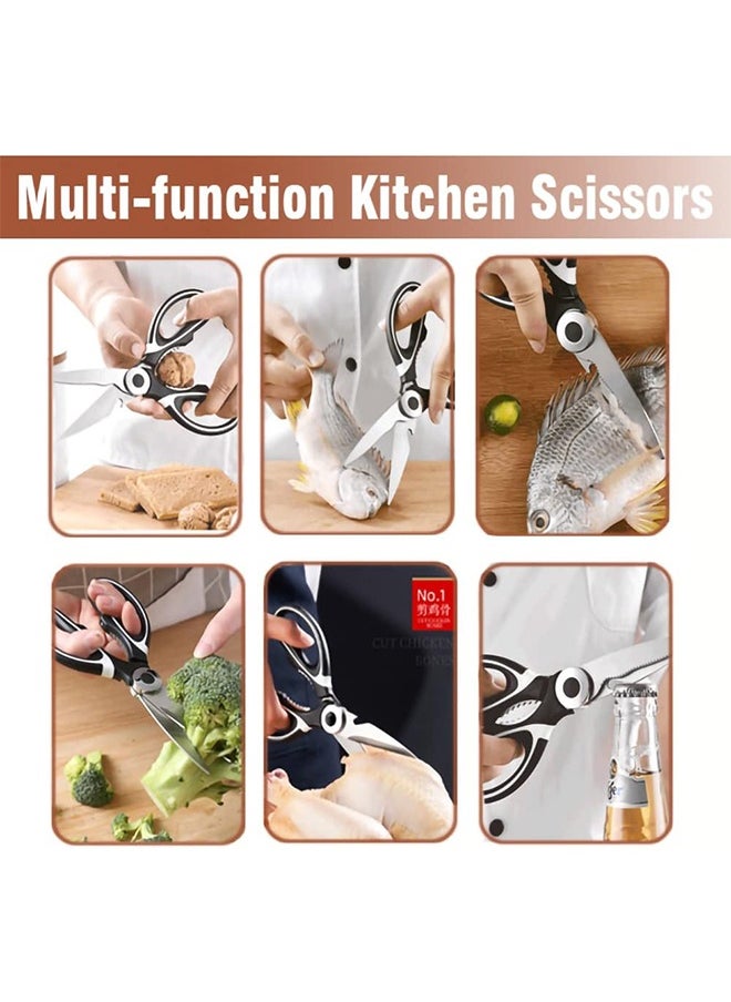 Ocean 2 PCS Kitchen Scissors, Sharp Heavy Duty Kitchen Scissors, Multi-Purpose Stainless Steel Kitchen Scissors, with Cover Multipurpose Cooking Scissors for Meat Chicken Bone Veg Poultry Fish (Black/Red)  - Image 5