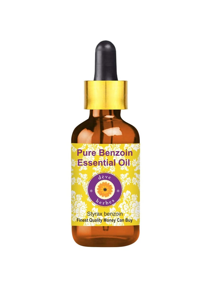 Deve Herbes Pure Benzoin Essential Oil (Styrax benzoin) with Glass Dropper Steam Distilled 30ml - Image 1