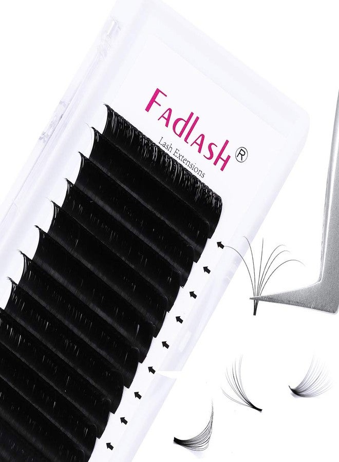 FADLASH Lash Extensions C Curl 0.07 16mm Self Fanning Lashes Black Easy Fans Eyelash Extensions Supplies (0.07-C, 16mm) - Image 1
