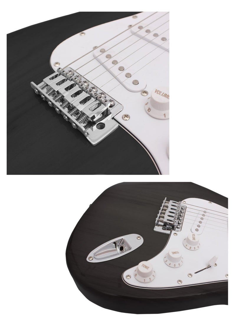 بيج ماكس غيتار كهربائي 39 بوصة، طقم غيتار كهربائي كامل الحجم للمبتدئين مع حقيبة حمل وحزام وقضيب تريمولو وكابل وريشات (أسود) - Image 2