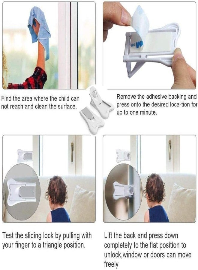 SIYANSHU Sliding Door Locks for Toddler Proofing, Child Safety Locks, 3M Strong Adhesive Sliding Door Child Lock for Stop Toddlers and Pets Opening Sliding, Suitable for Door Patio Closet Shower Shutter (White, Pack Of-2) - Image 5