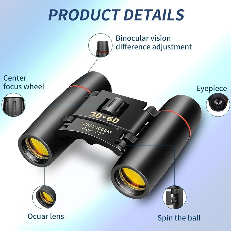 NESTIFY Binoculars for Long Distance 30x60 Adjustable Lens for Clear Vision Professional Telescopic Durbin for Adults and Children Bird Watching Travel Sightseeing Trekking Sports Binoculars for Kids - Image 3