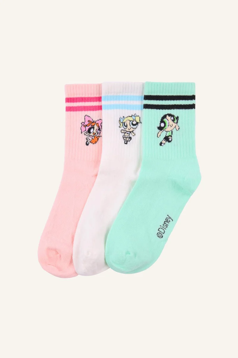 Woman PowerPuff Girls Licensed 3 piece Long sock
