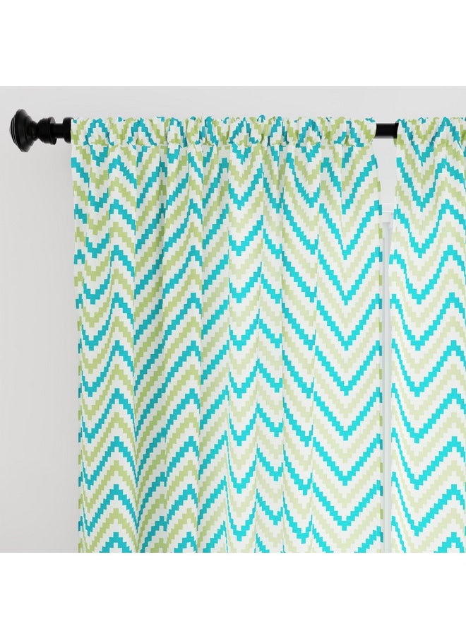 Encasa XO Window Curtain 7 ft Set of 2, Polyester Printed with Rod Pocket, Tie Back, Light-Filtering, Semi Sheer/Transparent Curtains- Kitchen, Bedroom, Living Room (140x213 cm), Chevron 1 Green - pzsku/ZDEC9705AA14DB4F0DCFFZ/45/_/1738305962/9840e05d-32b9-41f8-80ae-a47638462c36