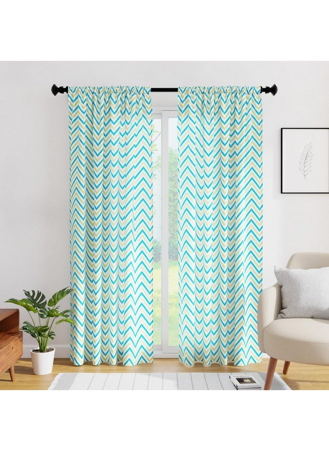 Encasa XO Window Curtain 7 ft Set of 2, Polyester Printed with Rod Pocket, Tie Back, Light-Filtering, Semi Sheer/Transparent Curtains- Kitchen, Bedroom, Living Room (140x213 cm), Chevron 1 Green - pzsku/ZDEC9705AA14DB4F0DCFFZ/45/_/1738305966/2a8eec90-6b22-4b14-83a1-dc1b9ce59f2d