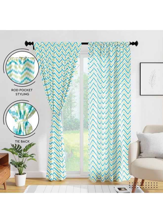 Encasa XO Window Curtain 7 ft Set of 2, Polyester Printed with Rod Pocket, Tie Back, Light-Filtering, Semi Sheer/Transparent Curtains- Kitchen, Bedroom, Living Room (140x213 cm), Chevron 1 Green - pzsku/ZDEC9705AA14DB4F0DCFFZ/45/_/1738305967/0019b1a6-5772-4186-95d5-f7785ca4283e