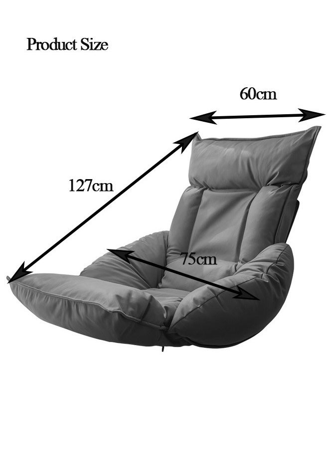 Aikenn Aikenn Lazy Sofa, Folding Floor Sofa With Back Support, Cushion Lazy Couch Lounge Tatami Lounger Floor Seat Couch Recliner, Home Office Reading Floor Chair With 5-Position Adjustable Backrest Sofa Bed Balcony Bay Window Legless Sofa Bed Grey  - Image 2