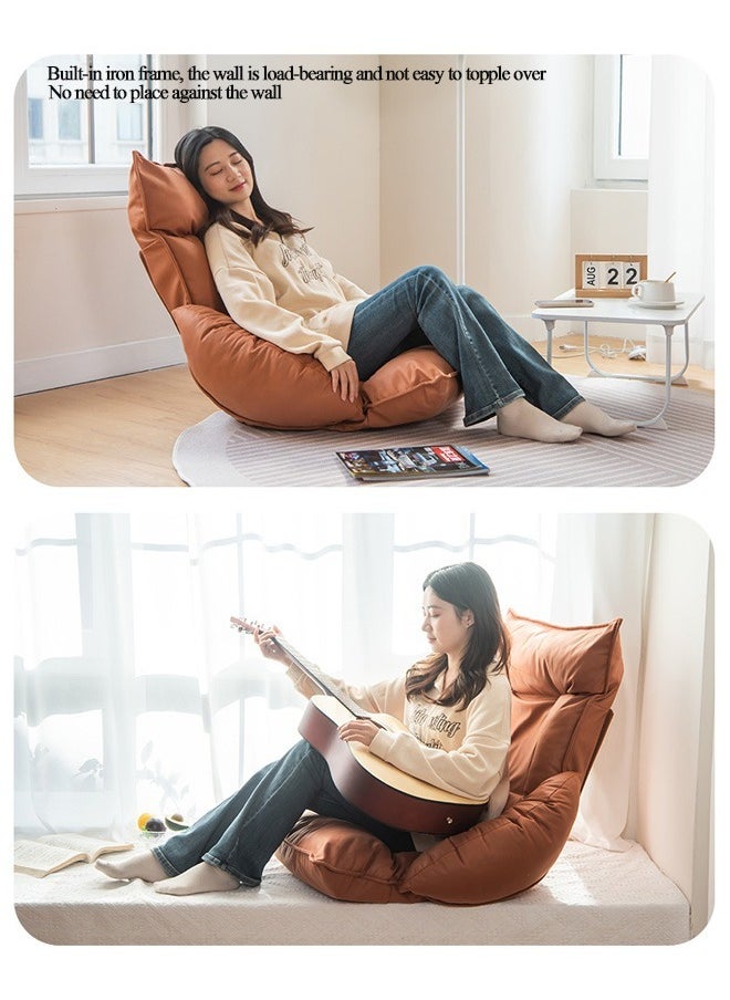 Aikenn Lazy Sofa, Folding Floor Sofa With Back Support, Cushion Lazy Couch Lounge Tatami Lounger Floor Seat Couch Recliner, Home Office Reading Floor Chair With 5-Position Adjustable Backrest Sofa Bed Balcony Bay Window Legless Sofa Bed Grey