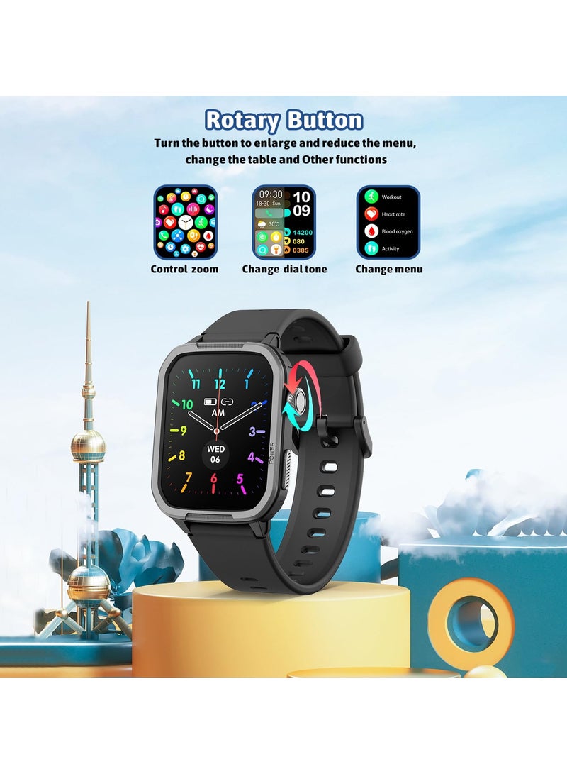Kids Smart Watch for Girls Boys,IP68 Waterproof Kids Fitness Tracker Watch with 1.5 Inch DIY Face,Encoder,Heart Rate Sleep Monitor,19 Sport Modes,Calories Counter,Alarm Clock,Gifts for Kids (Black)  - Image 2
