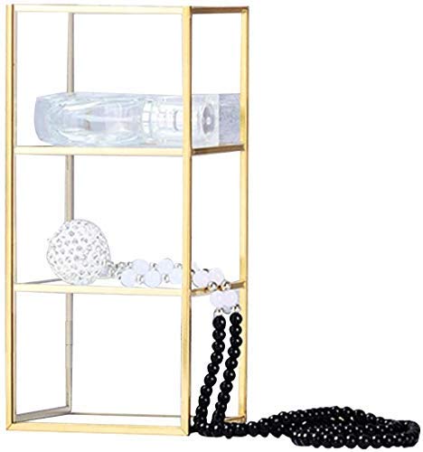 ARTINCO Metal and Clear Glass Cosmetic Organiser with 3 compartments and Beautiful Gold Colour Decorative Cosmetics Holder Beauty Display Size - 7 x 3 x 4 inches - Image 3