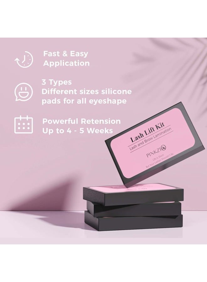 PINKZIO مجموعة رفع الرموش - مجموعة تجعيد الرموش، تجعيد الرموش الاحترافي، تجعيد شبه دائم مناسب للصالون، وردي - Image 5