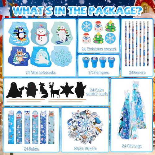 Vanblue 218pcs Winter Christmas Party Favors Stationery Set for Kids Winter Polar Animal Party Supplies Exchange Gifts Class Reward for Classroom Students Gift Christmas Stocking Stuffers for Kids - Image 5
